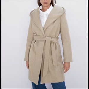zara hooded belted coat